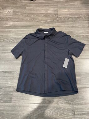 Geoffrey Beene Grey Short-Sleeve Button-Down Polo Shirt